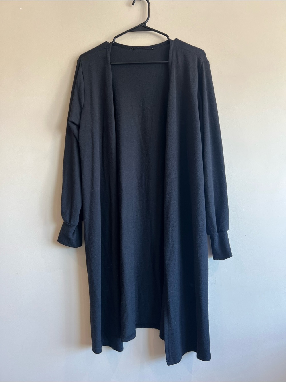 Black Open-Front Longline Cardigan